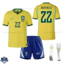 Brazil World Cup 2026 Home Kids Cheap Football Kit - MARTINELLI 22 - overview