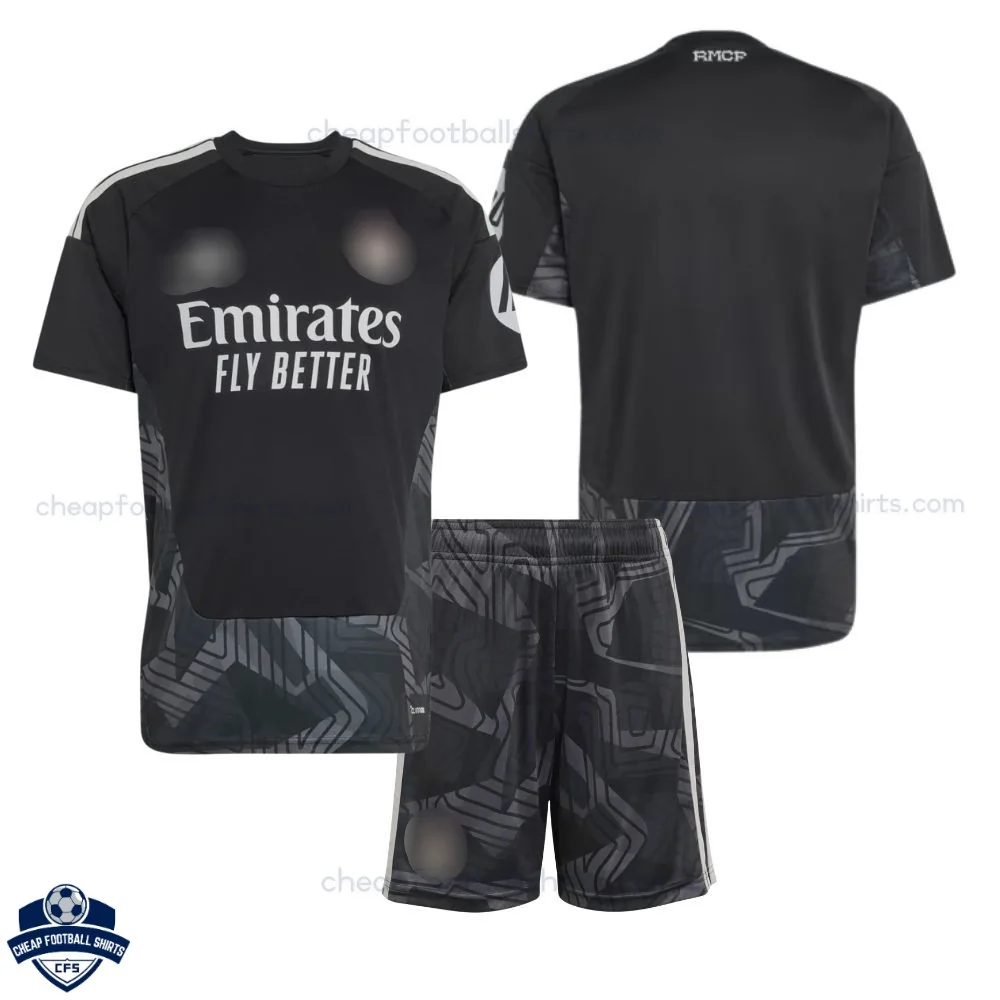 Real Madrid Black Goalkeeper Kids Cheap Football Kit 2026/27- overview