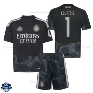 Real Madrid Black Goalkeeper Kids Cheap Football Kit 2026/27 - COURTOIS 1 - Overview