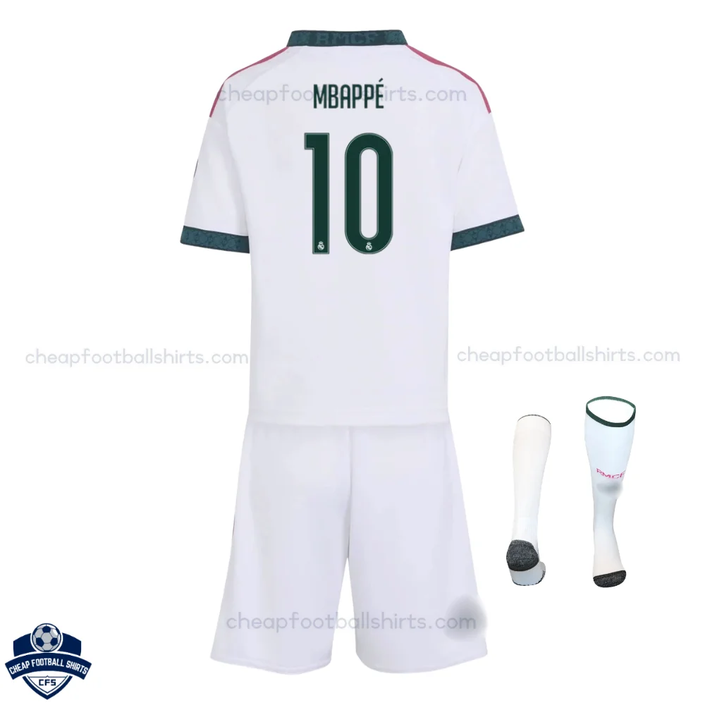 Real Madrid Home Kids Cheap Football Kit 2026/27 - MBAPPÉ 10 - Back View
