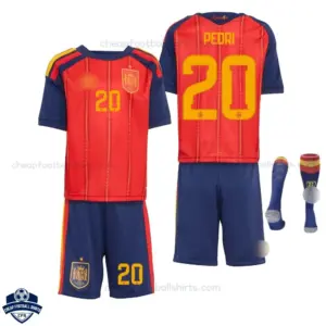Spain World Cup 2026 Home Kids Cheap Football Kit – PEDRI 20 - overview
