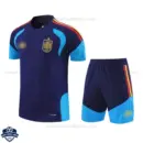 Spain World Cup 2026 Navy Blue Training Kids Cheap Football Kit - Front View