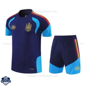 Spain World Cup 2026 Navy Blue Training Kids Cheap Football Kit - Front View