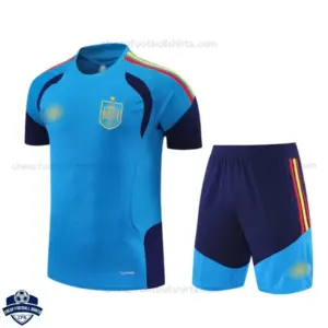 Spain World Cup 2026 Blue Training Kids Cheap Football Kit - Front View