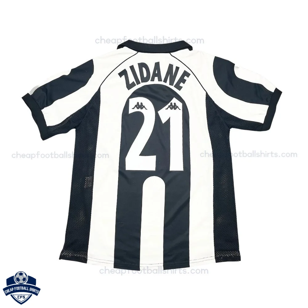 Retro Juventus Home Men Cheap Football Shirt 1997/98 - ZIDANE 21 - Back view