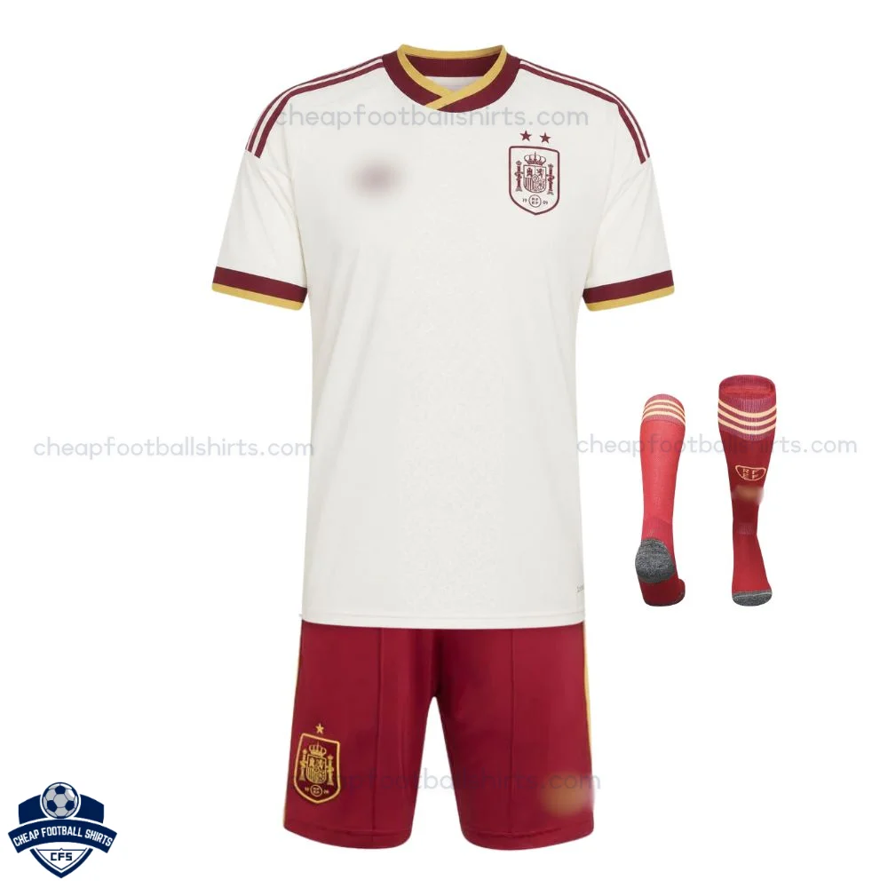 Spain FIFA World Cup Champion 2026 Away Kids Cheap Football Kit - Front view