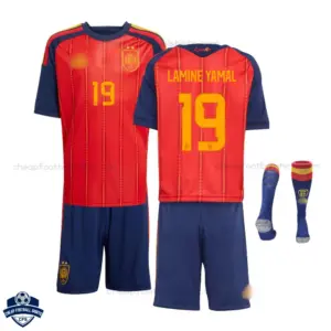 Spain World Cup Home Kids Football Kit 2026 LAMINE YAMAL 19 with socks