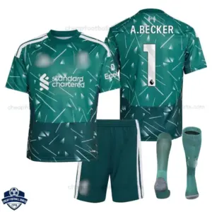 Liverpool Green Goalkeeper Kids Cheap Football Kit 2026/27 - A.BECKER 1 - overview