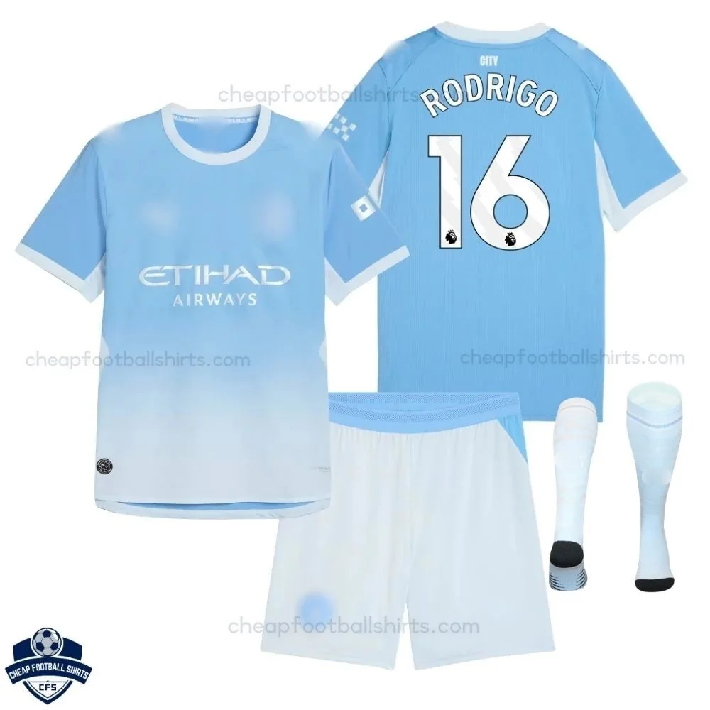 Manchester City Home Kids Cheap Football Kit 2026/27 - RODRIGO 16 - Overview