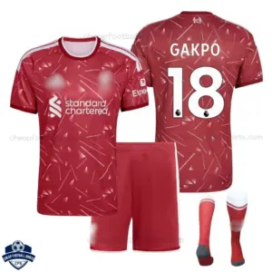 Liverpool Home Kids Cheap Football Kit 2026/27 - GAKPO 18 - Overview