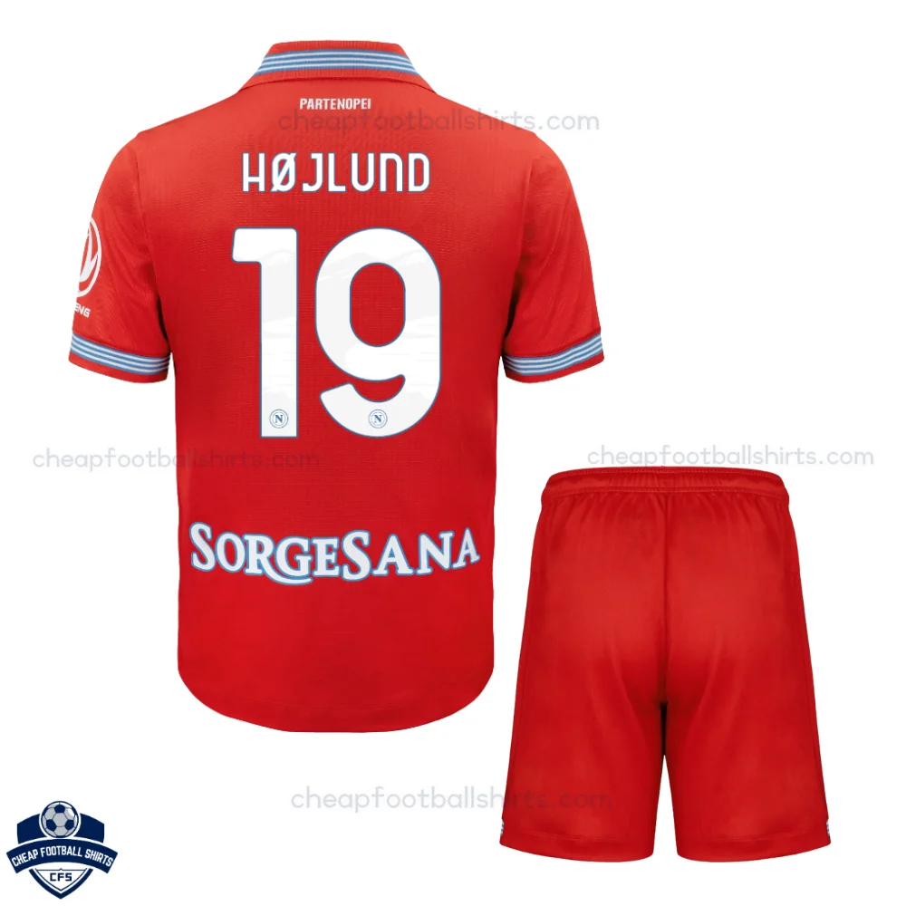 SSC Napoli Third Kids Cheap Football Kit 2026/27 - HØJLUND 19 - Back View