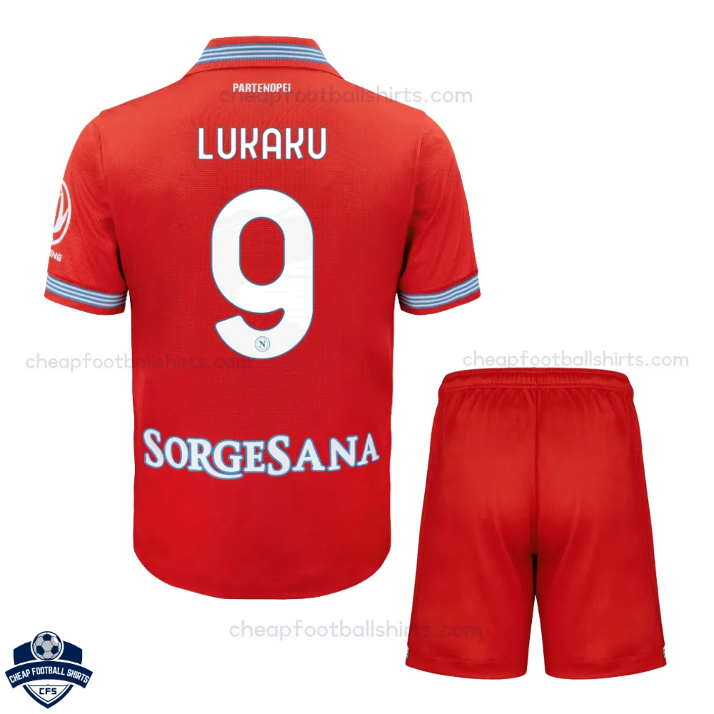SSC Napoli Third Kids Cheap Football Kit 2026/27 - LUKAKU 9 - Back View