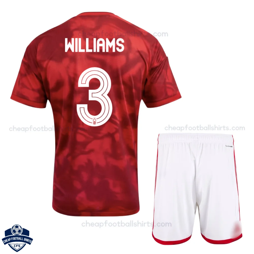 Nottingham Forest Home Kids Cheap Football Kit 2026/27 - WILLIAMS 3 - Back View