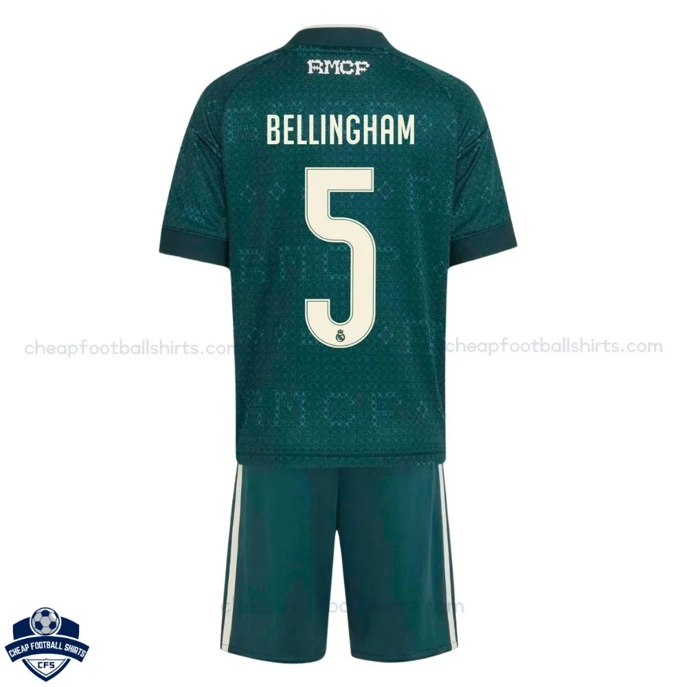 Real Madrid Away Kids Cheap Football Kit 2026/27 - BELLINGHAM 5 - Back View
