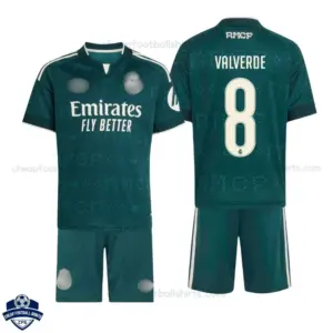 Real Madrid Away Kids Cheap Football Kit 2026/27 - VALVERDE 8 - Overview