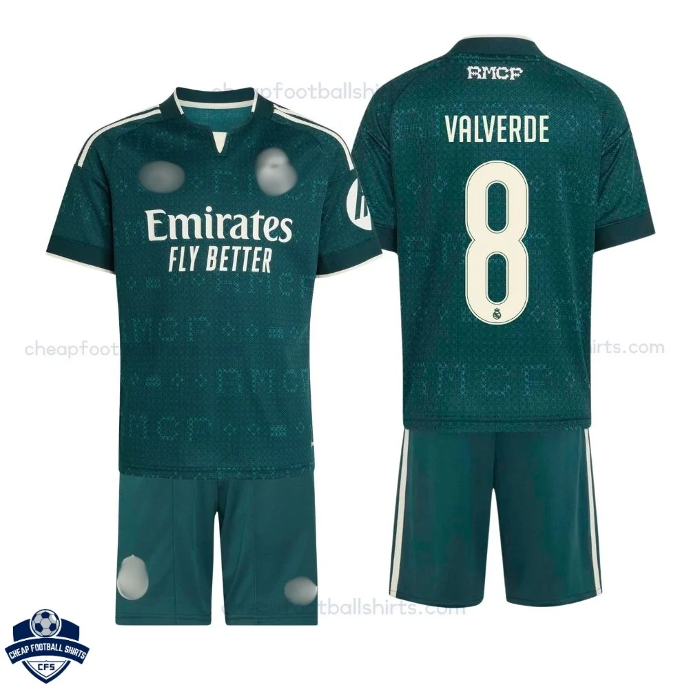 Real Madrid Away Kids Cheap Football Kit 2026/27 - VALVERDE 8 - Overview