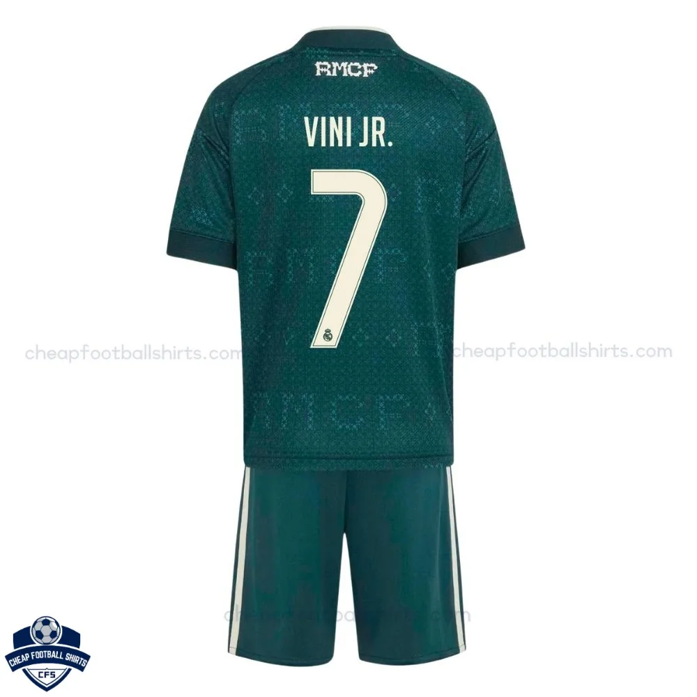 Real Madrid Away Kids Cheap Football Kit 2026/27 - VINI JR. 7 - Back View