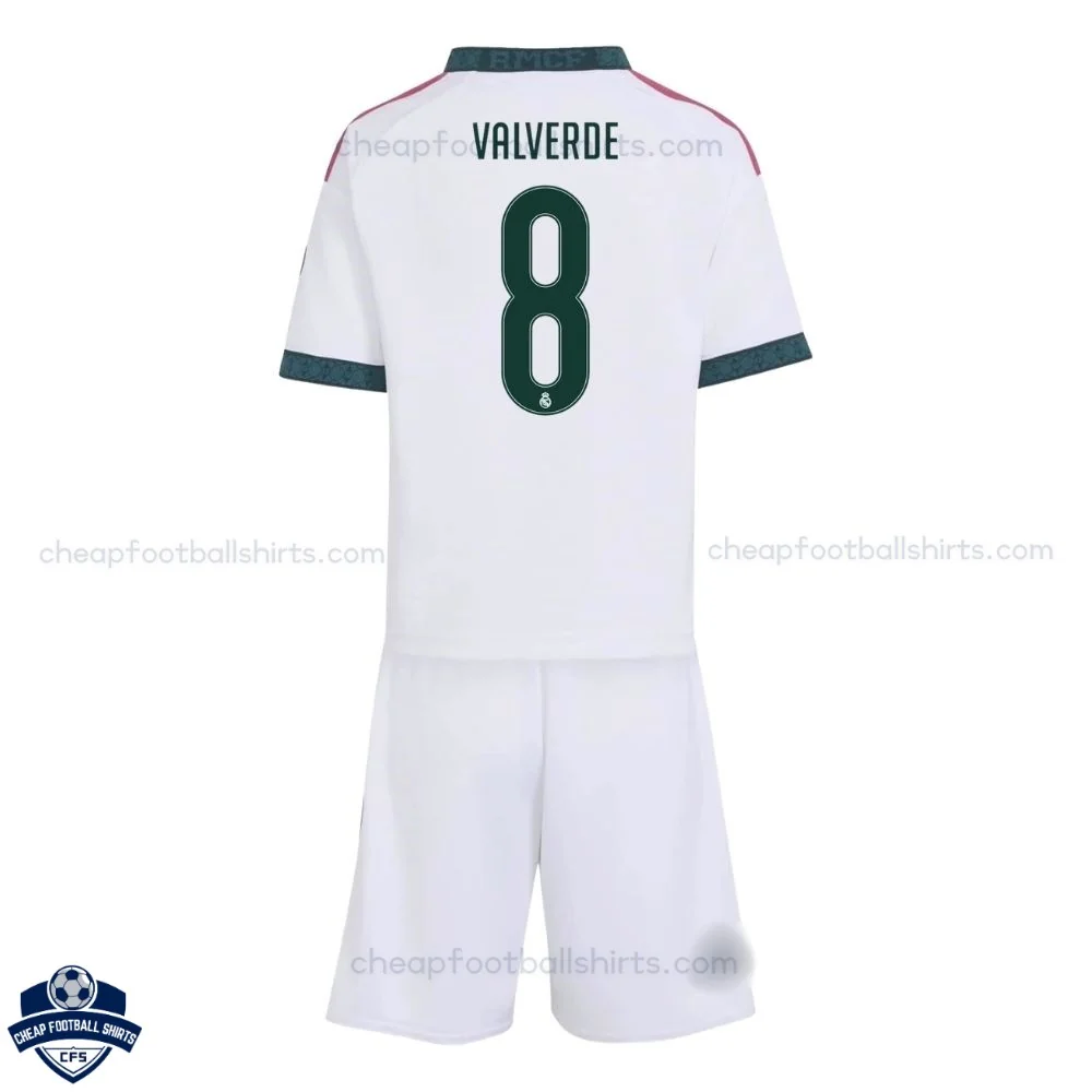 Real Madrid Home Kids Cheap Football Kit 2026/27 - VALVERDE 8 - Back View