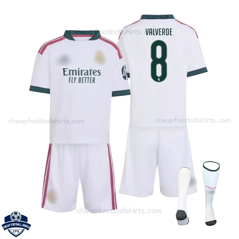Real Madrid Home Kids Cheap Football Kit 2026/27 - VALVERDE 8 - Overview