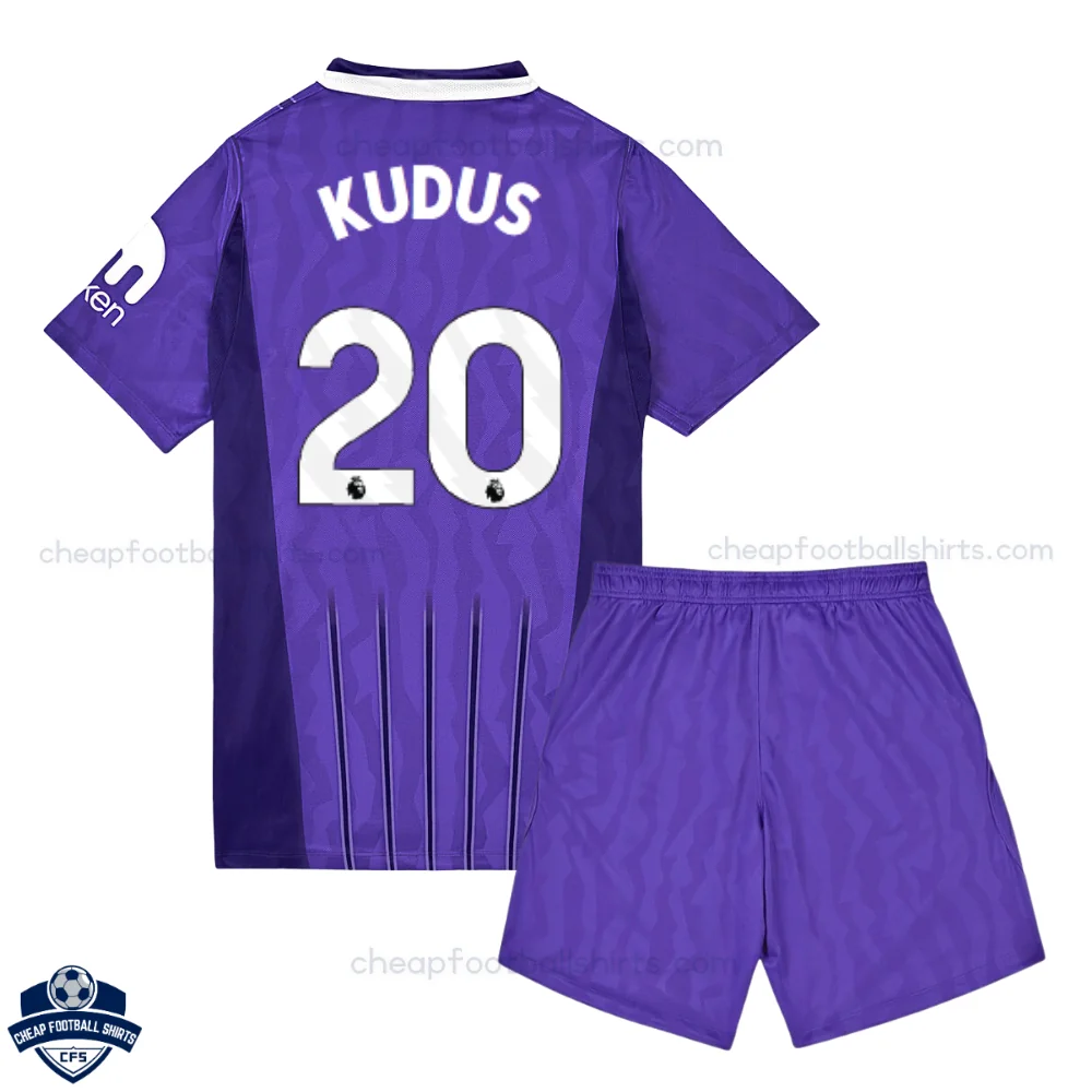 Tottenham Hotspur Third Kids Cheap Football Kit 2026/27 - KUDUS 20 - Back view