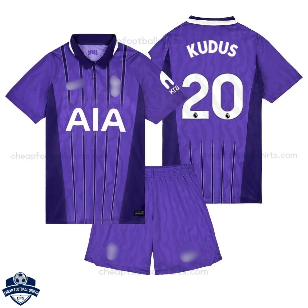 Tottenham Hotspur Third Kids Cheap Football Kit 2026/27 - KUDUS 20 - Overview