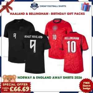 Norway and England World Cup 2026 Gift Pack – Away Men Cheap Football Shirts - HAALAND 9 and BELLINGHAM 10 - Overview
