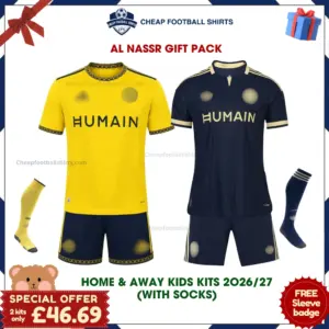 Al Nassr 2026/27 Gift Pack - Home and Away Kids Cheap Football Kits (With Socks) - Overview
