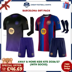 Barcelona 2026/27 Gift Pack - Home and Away Kids Cheap Football Kits (With Socks) - Overview
