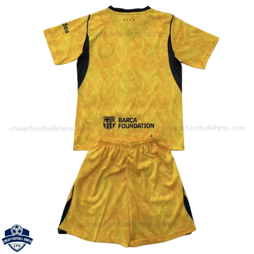 Barcelona Yellow Goalkeeper Kids Cheap Football Kit 2026/27- back View
