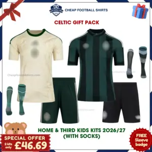 Celtic 2026/27 Gift Pack - Home and Third Kids Cheap Football Kits (With Socks) - Overview
