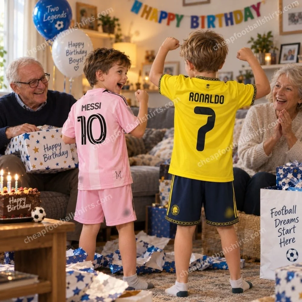 Inter Miami and Al Nassr 2026/27 Gift Pack - Home Kids Cheap Football Kits - MESSI 10 and RONALDO 7 (No Socks)