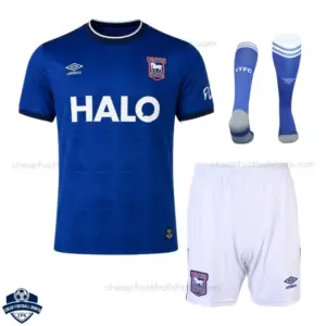 Ipswich Town Home Kids Cheap Football Kit 2026/27 - Front View with socks