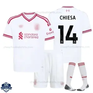 Liverpool Away Kids Cheap Football Kit 2026/27 - CHIESA 14 - Overview with socks