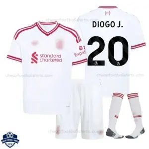 Liverpool Away Kids Cheap Football Kit 2026/27 - DIOGO J. 20 - Overview with socks