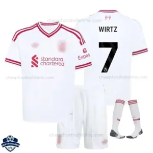 Liverpool Away Kids Cheap Football Kit 2026/27 - WIRTZ 7 - Overview with socks
