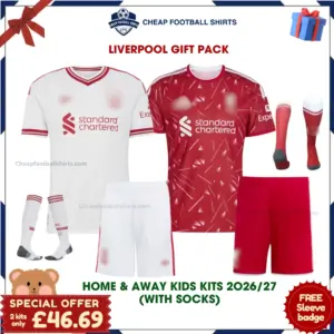 Liverpool 2026/27 Gift Pack - Home and Away Kids Cheap Football Kits (With Socks) - Overview