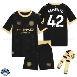 Manchester City Away Kids Cheap Football Kit 2026/27 - SEMENYO 42 - Overview with socks