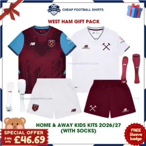 West Ham United 2026/27 Gift Pack - Home and Away Kids Cheap Football Kits (With Socks) - Overview