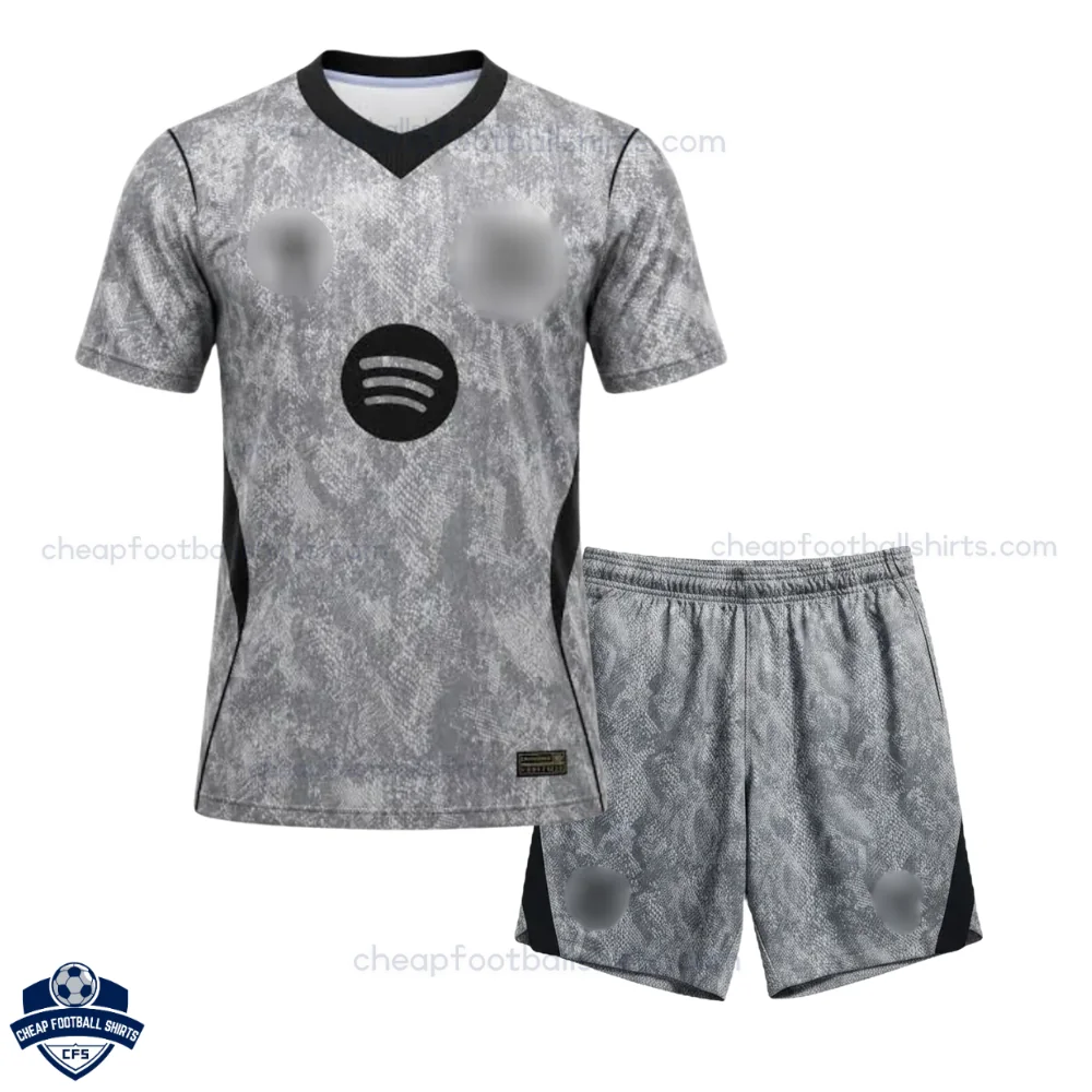 Barcelona Grey Goalkeeper Kids Cheap Football Kit 2026/27 - Front View