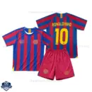 Barcelona Home Kids Cheap Football Kit 2005/06 RONALDINHO 10