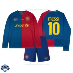Barcelona MESSI 10 Home Kids Cheap Football Kit 2008/09 Long Sleeve