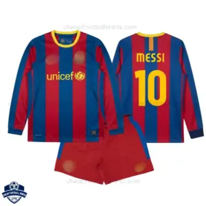 Barcelona MESSI 10 Home Kids Cheap Football Kit 2010/11 Long Sleeve