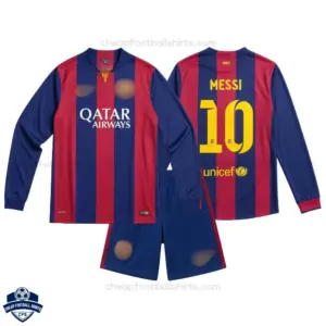 Barcelona MESSI 10 Home Kids Cheap Football Kit 2014/15 Long Sleeve