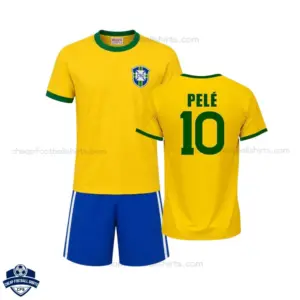 Retro Brazil PELÉ 10 Home Kids Cheap Football Kit 1970