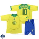 Brazil RONALDINHO 10 Home Kids Cheap Football Kit 2004