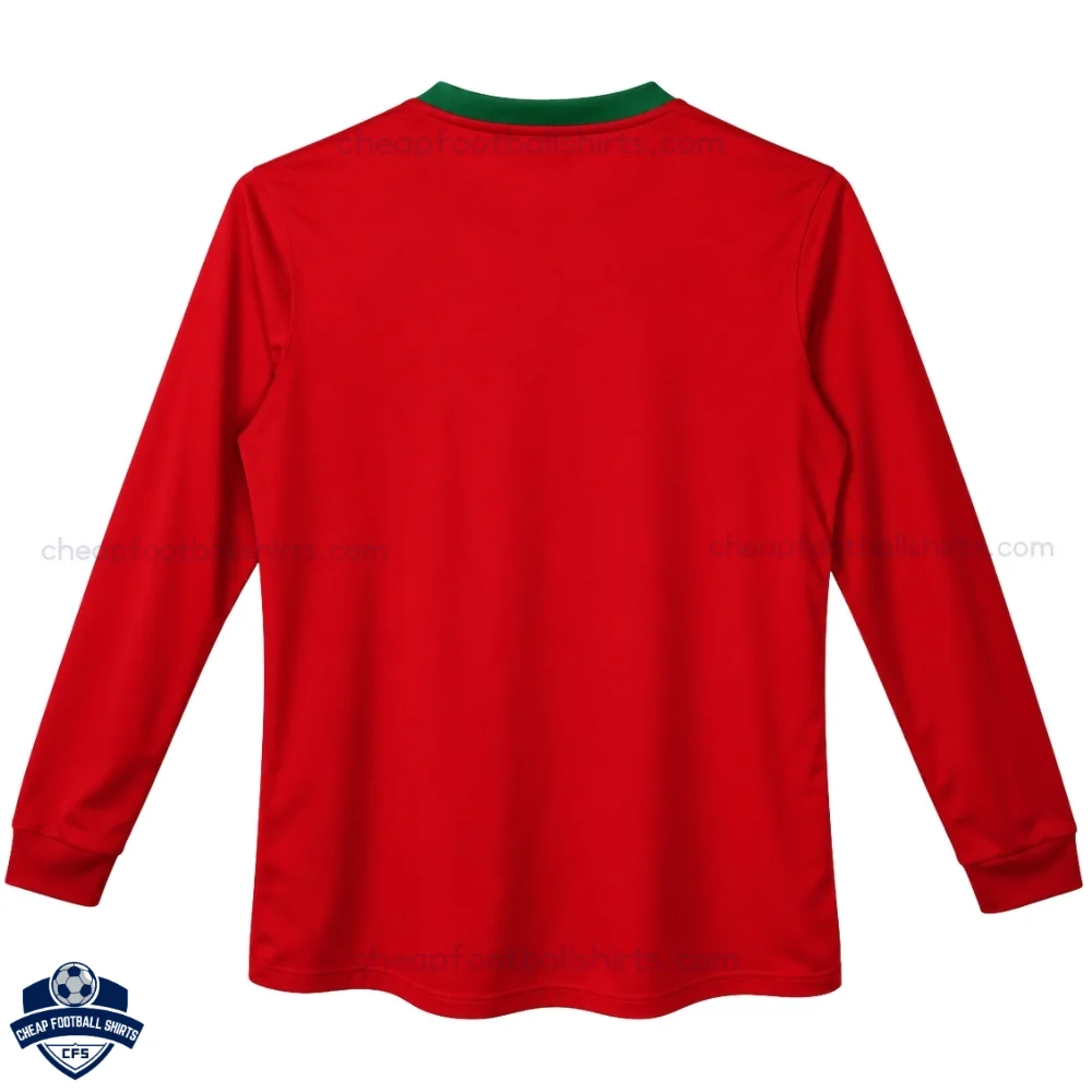 Portugal Home Men Football Shirt 2012 Long Sleeve - Back view