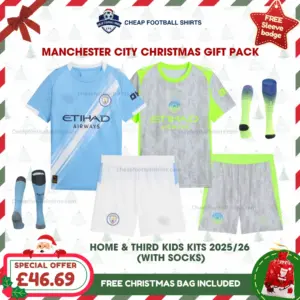 Manchester City 2025/26 Gift Pack - Home and Third Kids Cheap Football Kits (With Socks)